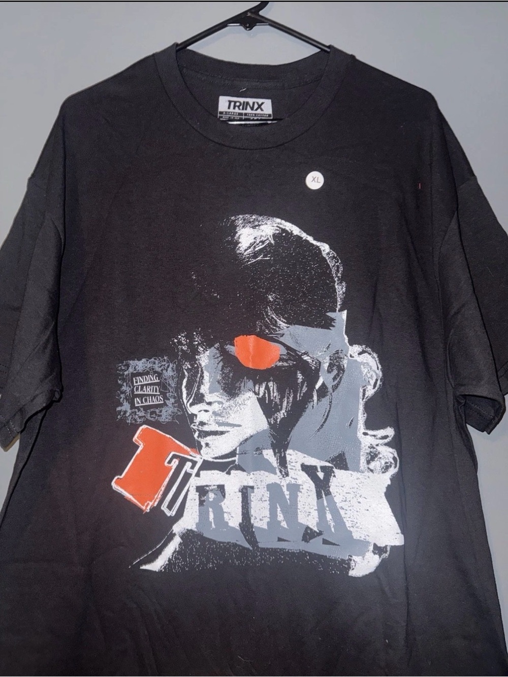 TRINX 100% Cotton Graphic Print T-Shirt Black XL Men Crew Neck